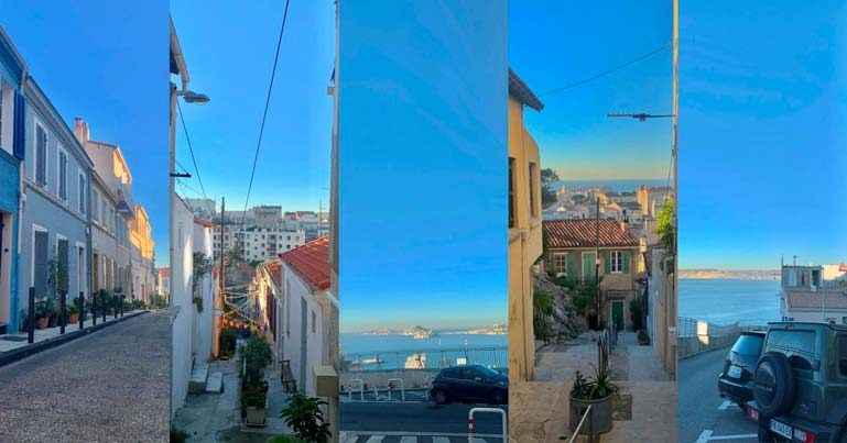 Vue du quartier Bompard à Marseille, secteur résidentiel avec vue mer